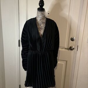 Chloe Pleated Long Sleeve  Satin Minidress City Chic US Size 24